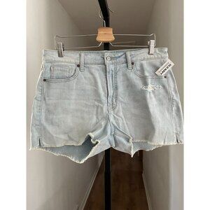 NWT Old Navy Womens OG Straight Light Wash Denim Shorts Size 14 With Frayed Hem